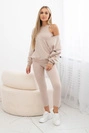 3-piece set sweatshirt + top + leggings light beige
