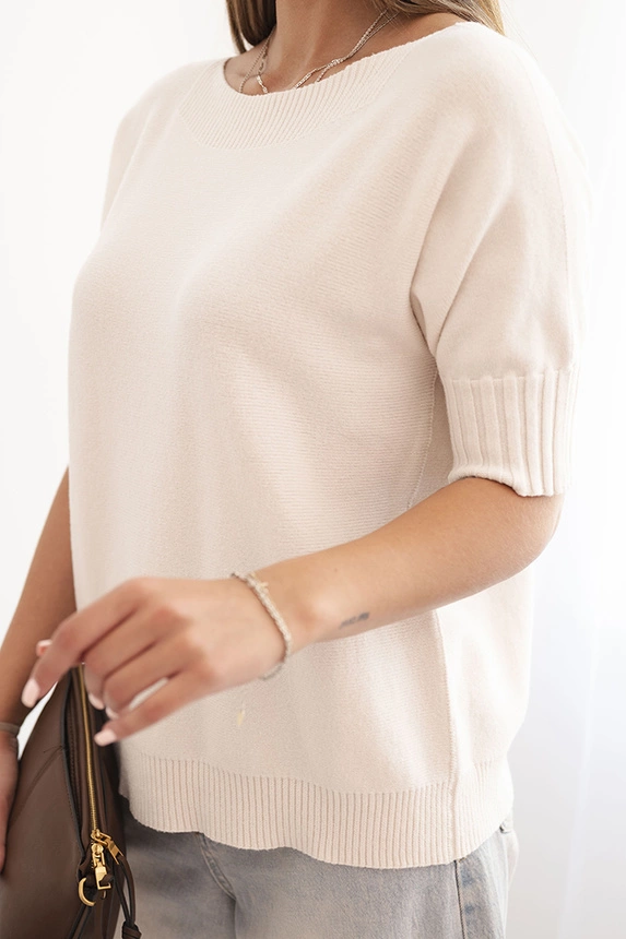 Damenpullover aus Viskose mit kurzen Ärmeln beige