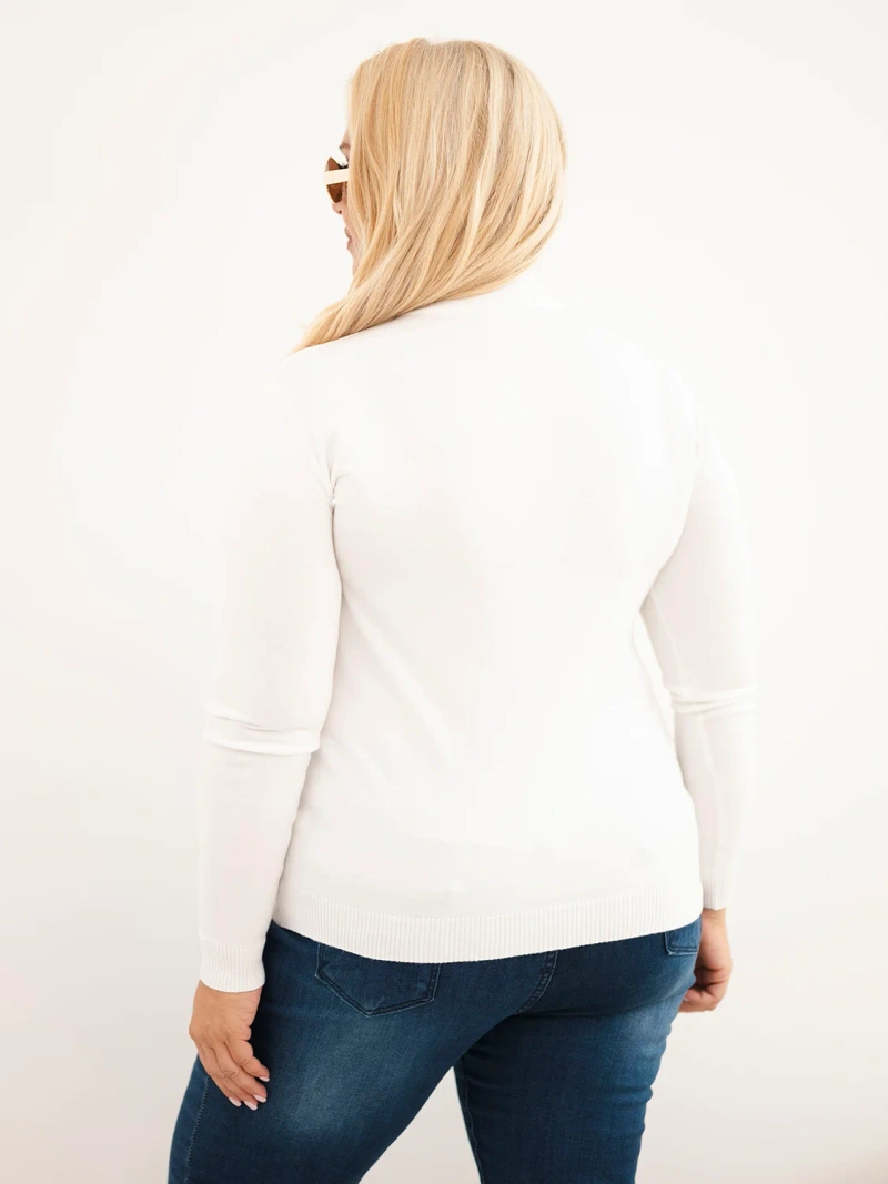 Dámsky sveter Plus Size z viskózy s rolákom ecru