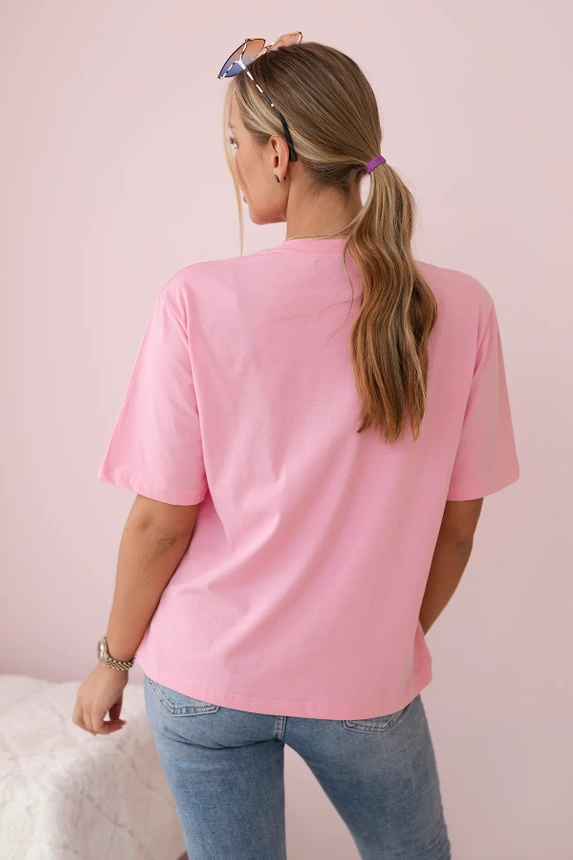 Baumwollbluse mit Blumenprint rosa