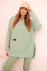 Women's cotton set with a hooded sweatshirt and high-waisted leggings dark mint