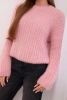 Damenpullover aus Mohair mit Puffärmeln rosa