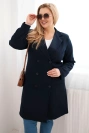 Plus Size double-breasted women's coat with collar navy