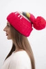 Women's winter hat with wool and lettering with a large pompom K422 fuchsia