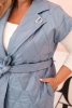 Kamizelka damska Plus Size pikowana z paskiem i kołnierzem jeansowa