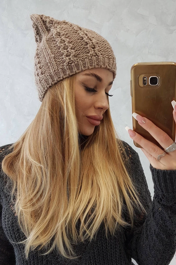 Cap with fleece Rabbid K237 dark beige