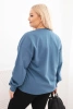 Dámska mikina s pútkom Plus Size bavlnená basic s okrúhlym výstrihom denimová