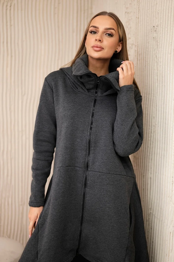 Isoliertes Kleid mit längeren Seiten graphit