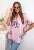 Women's cotton blouse with a floral pattern candy pink