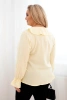 Women's plus size viscose blouse with ruffle and decorative brooch yellow