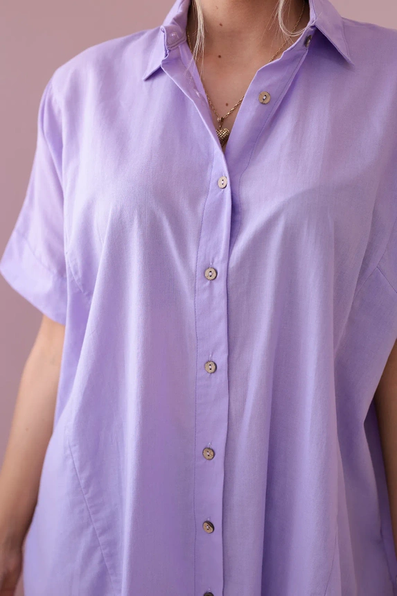 Short-sleeved cotton shirt violet