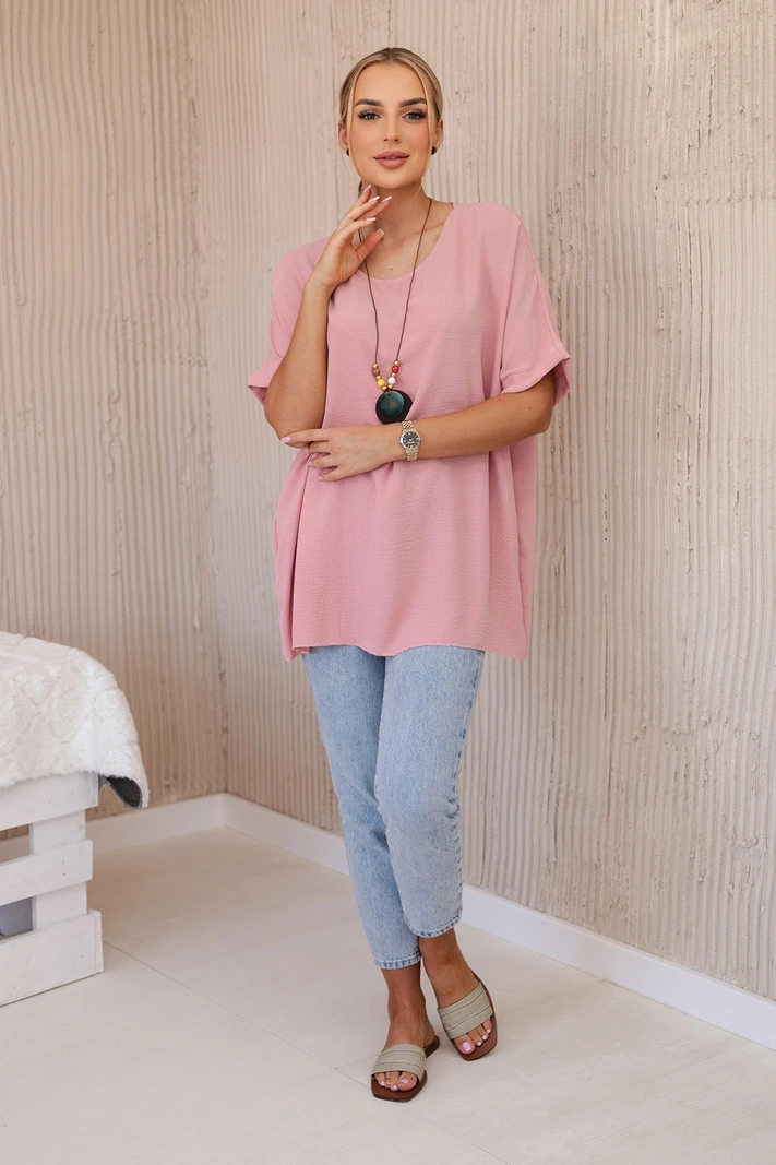 Oversized palaidinė su pakabuku tamsiai rožinė