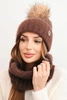 Women's winter set with a pom-pom and a snood brown
