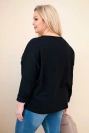 Damenbluse aus Baumwolle Plus Size mit V-Ausschnitt schwarz