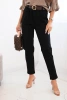 Women's viscose pants with a belt and tapered leg black