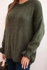 Women's sweater with mohair and wool blend in loose fit khaki