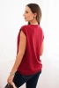 Women's sleeveless viscose sweater with pockets and a V-neck burgundy