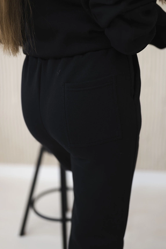 Cotton set with embroidered inscription Paradise black