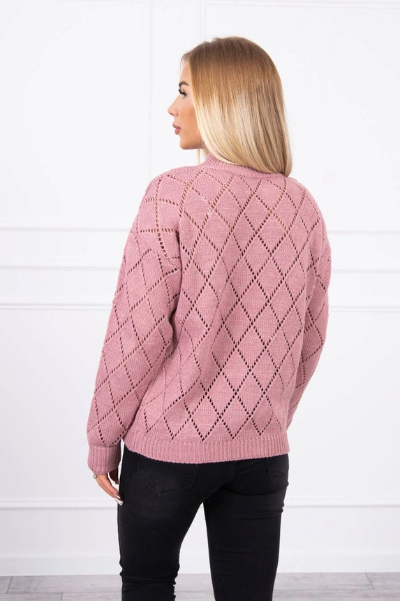 Sweater high neck with diamond pattern dark pink