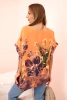 Women's cotton blouse with floral print and short sleeves orange