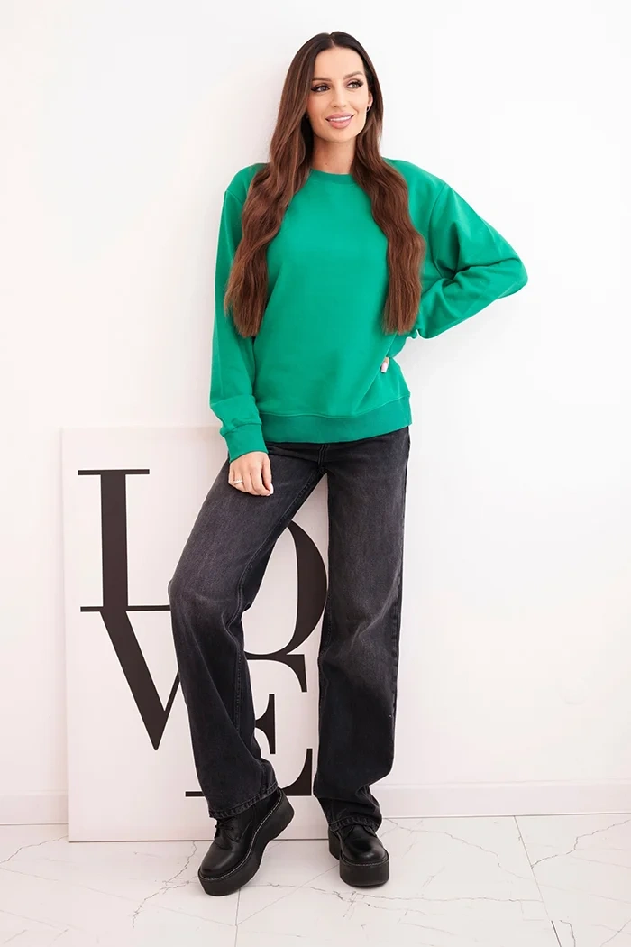 Damen Sweatshirt aus Baumwolle basic mit Rundhalsausschnitt hellgrün