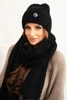 Women's set hat and long scarf made of soft yarn black