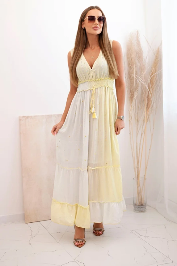 Women's viscose dress with sequins kiwi