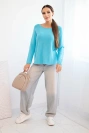 Women's sweater made of viscose with long sleeves and a round neckline turquoise