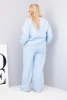 Women's Plus Size cotton set with loose sweatshirt and wide-leg pants blue