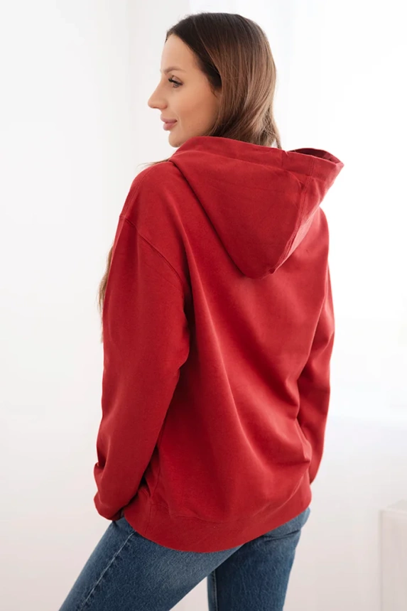 Damen Hoodie aus Baumwolle mit Kapuze und Kängurutasche bordeaux