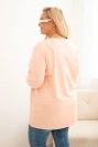Women's Plus Size cotton blouse with a round neckline peach