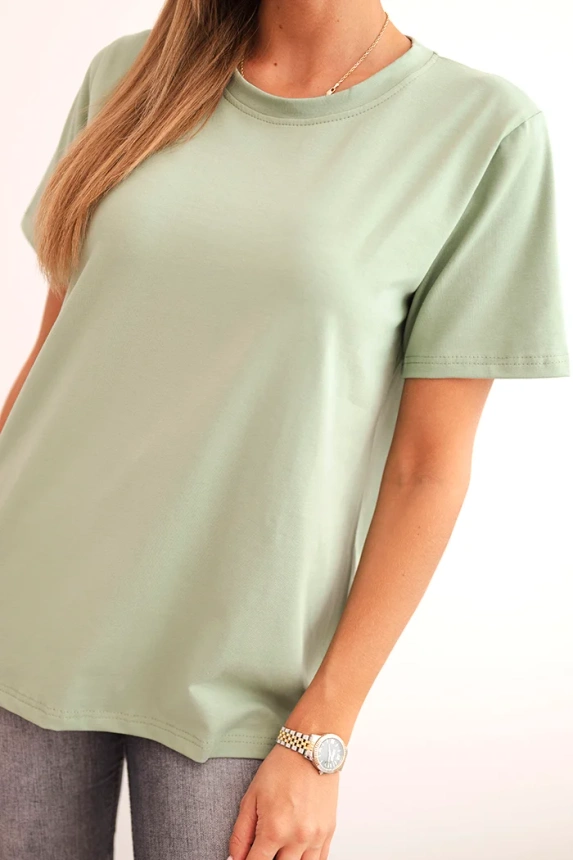 Women's cotton blouse in a classic cut dark mint