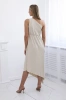 Pleated dress with flower light beige 