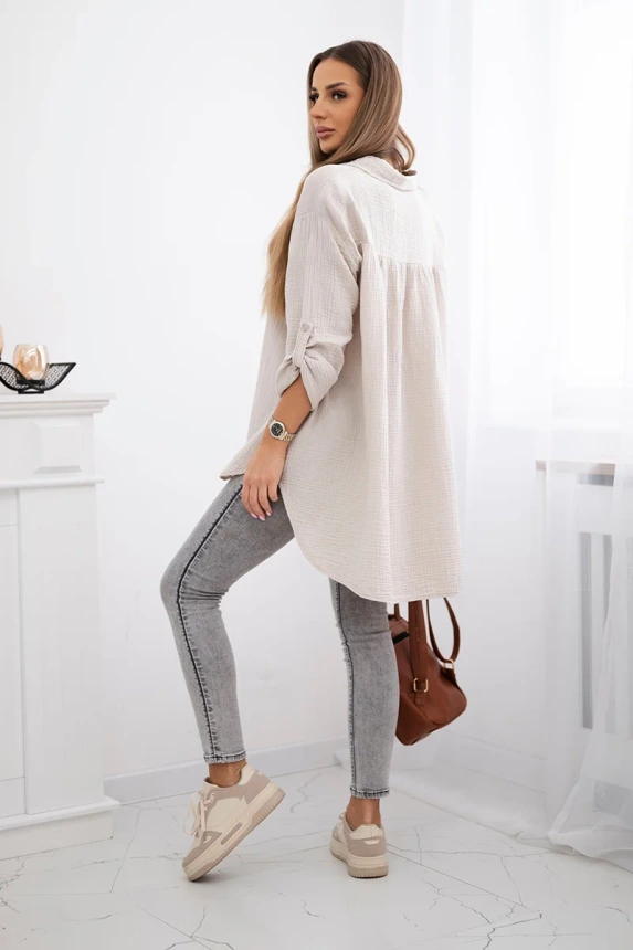 Cotton muslin shirt beige