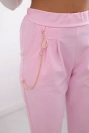 Kalhoty new punto s řetízkem světle růžová