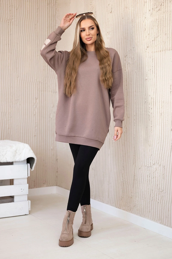 Insulated sweatshirt with California inscription mocca