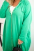 Dámská mikina Plus Size bavlněná s kapucí a zipem zelená
