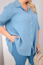 Bavlnená mušelínová košeľa Plus Size Tmavá džínsovina