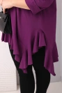 Dámská blůza Plus Size s bavlnou a volánem a ohrnovacími rukávy tmavě fialová