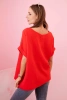 Muslin blouse with necklace - red