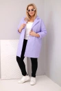 Plus Size women's quilted jacket with decorative buttons and collar light purple
