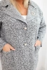Women's Plus Size coat shearling with wool and pockets gray melange