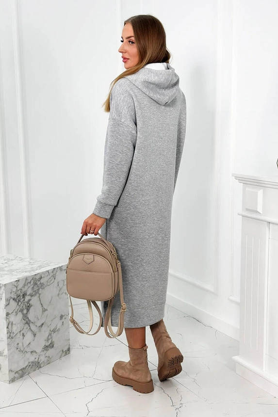 Long dress with a hood grey