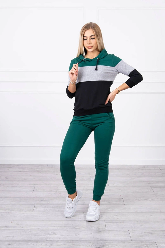 Grün+Grau gestreiftes Set