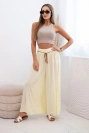 Women's wide-leg viscose trousers yellow