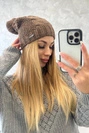 Cap with fleece Justyna K253 cappuccino