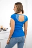 Bluse mit Spitzenausschnitt kornblumenblau
