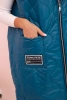 Plus Size women's quilted vest with a hood fastened with a zipper sea green