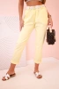 Damenhose aus Viskose mit Gürtel und hochgekrempeltem Bein gelb 