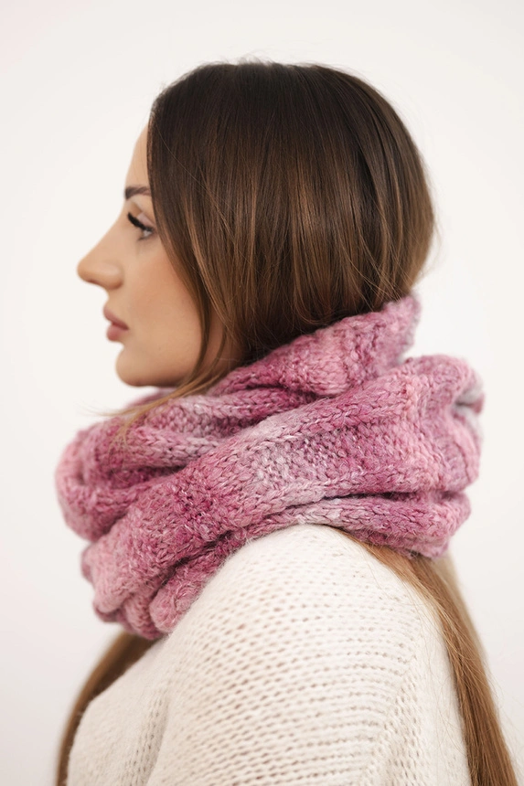 Damen Schal aus weichem Melange-Wollstoff für den Winter KN20 dunkelrosa